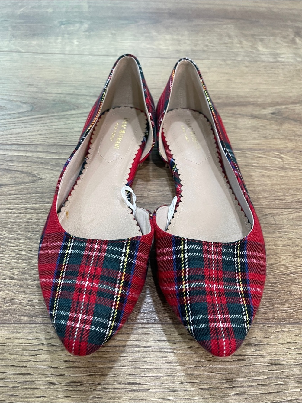 Isaac Mizrahi Red Plaid Pointed-Toe Flats